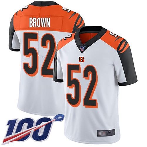 Cincinnati Bengals Limited White Men Preston Brown Road Jersey NFL Footballl 52 100th Season Vapor Untouchable